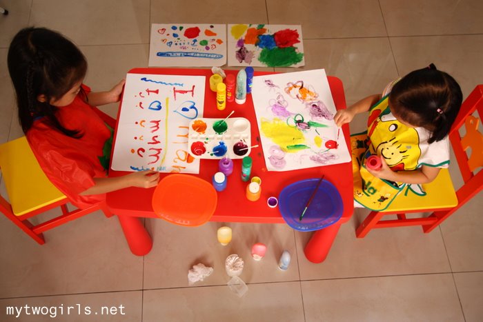 Girls doing painting